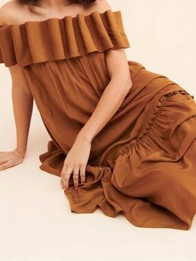 Mare Mare X Anthropologie Off-Shoulder Ruffle Midi Dress